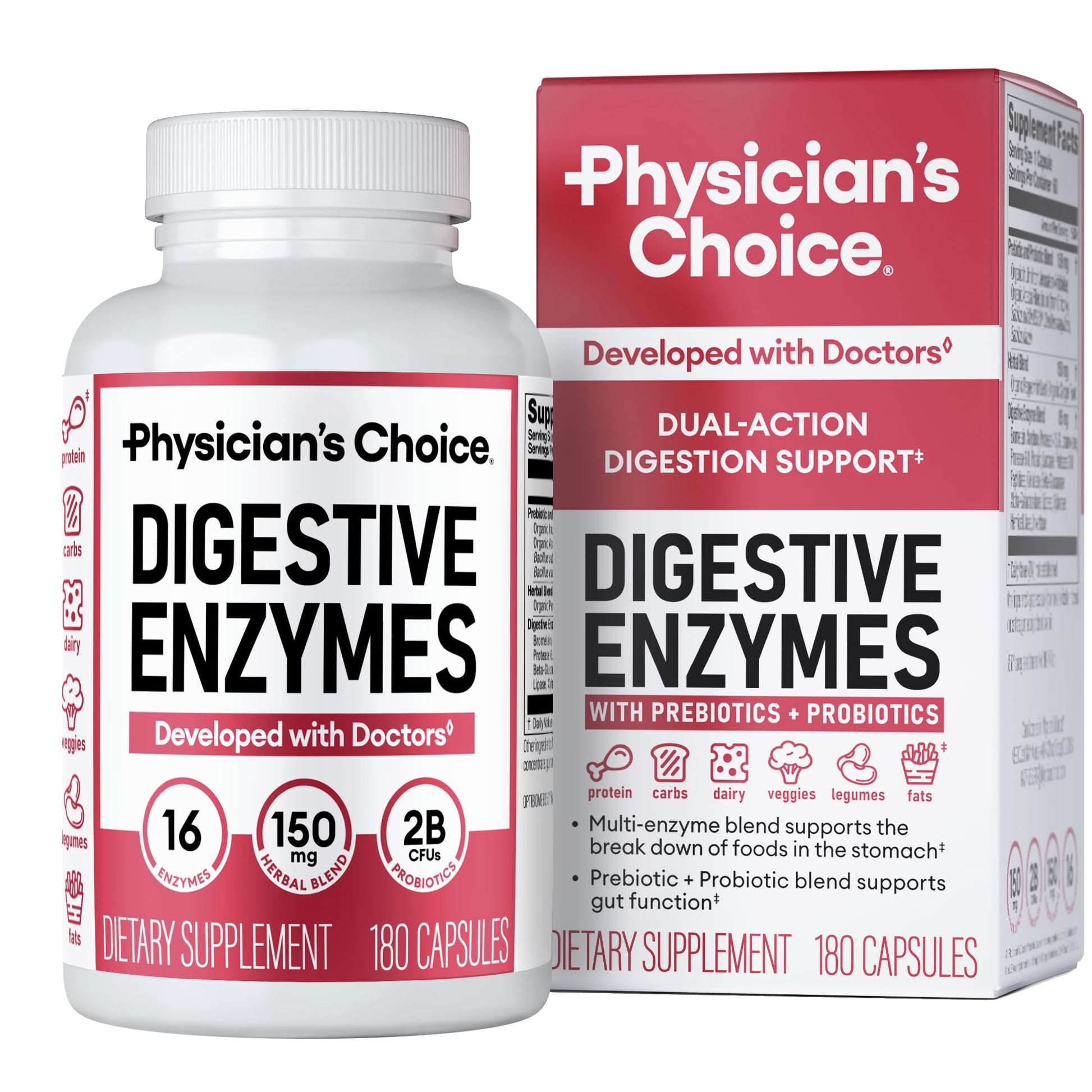Physician's CHOICE Digestive Enzymes for Bloating & Digestion Capsules, 180
