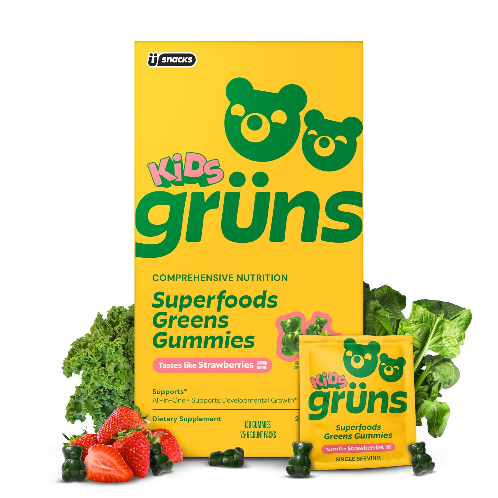 Grüns Kids Daily Mushroom Herbal Gummies, 25 Count