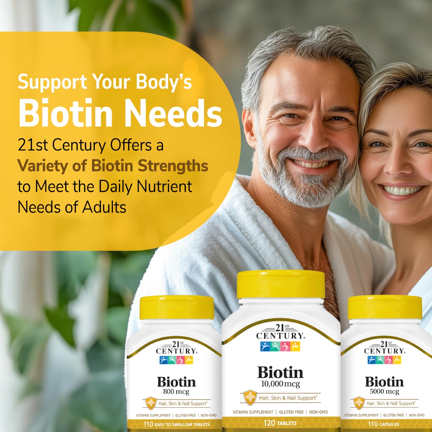21st Century Biotin 10,000mcg, Hair, Skin & Nails, 120 Tablets