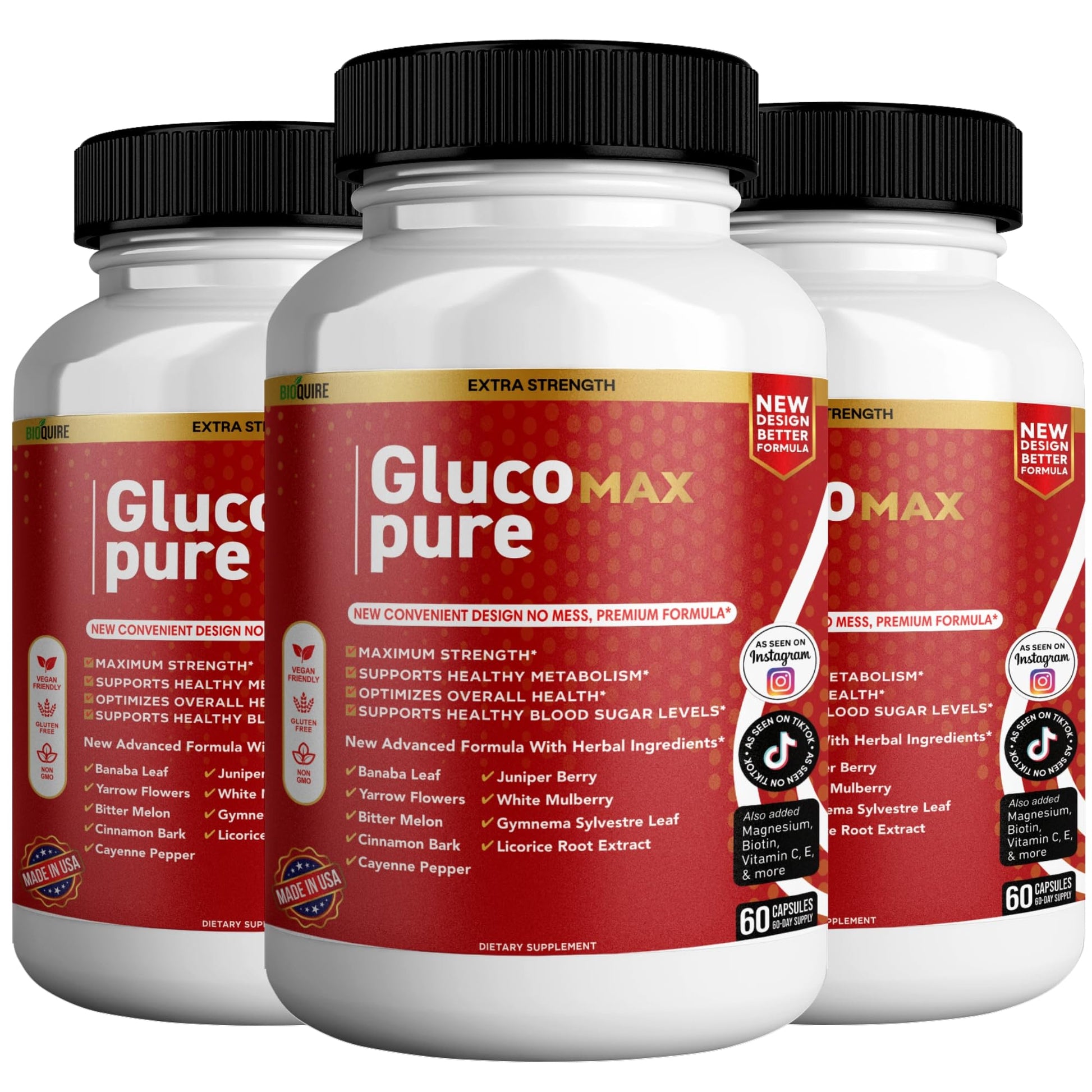 BIOQUIRE Gluco Max Pure Ultra Dietary Supplement Capsule, 180 Capsules