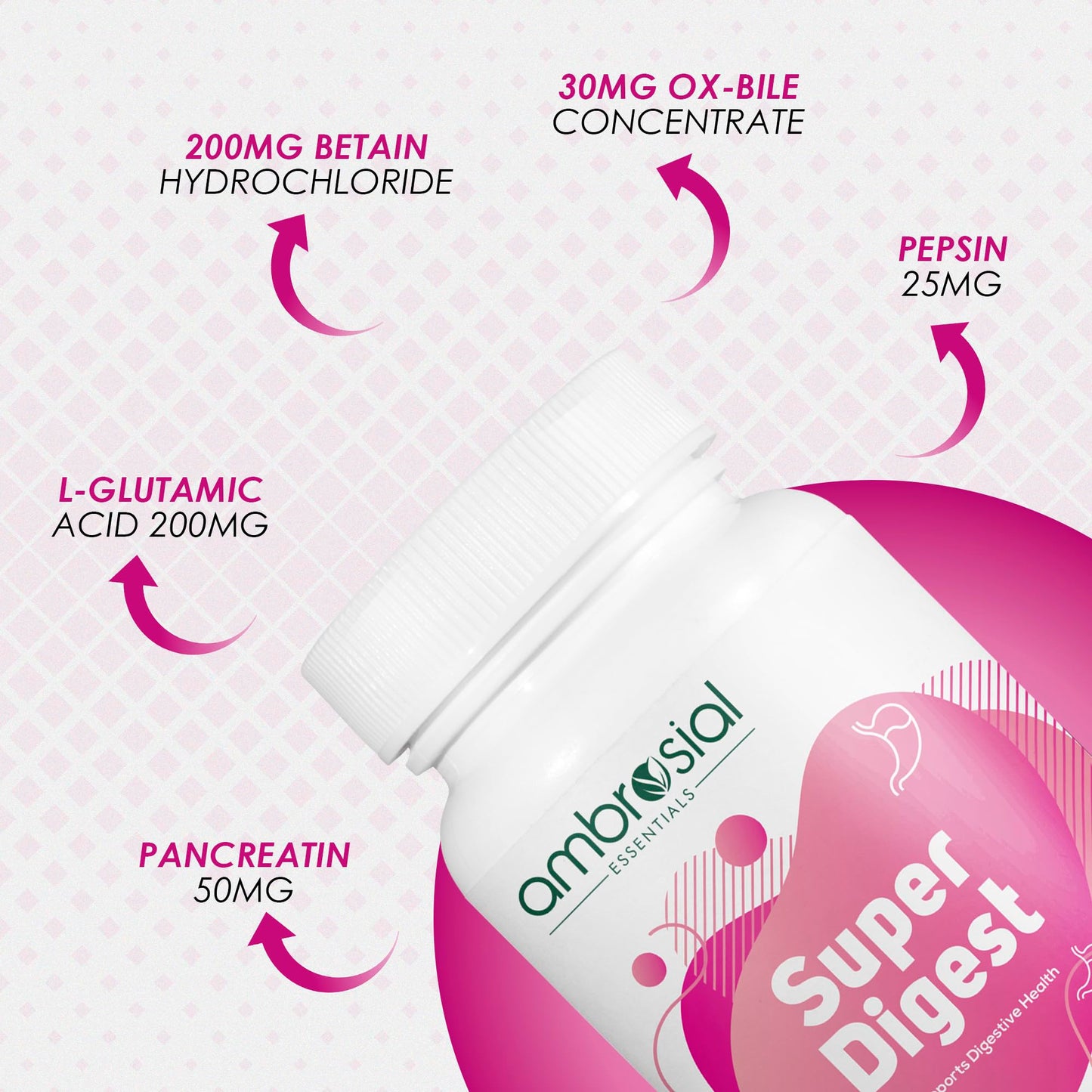 AMBROSIAL Super Digest Digestive Enzymes Supplement 60 Capsules