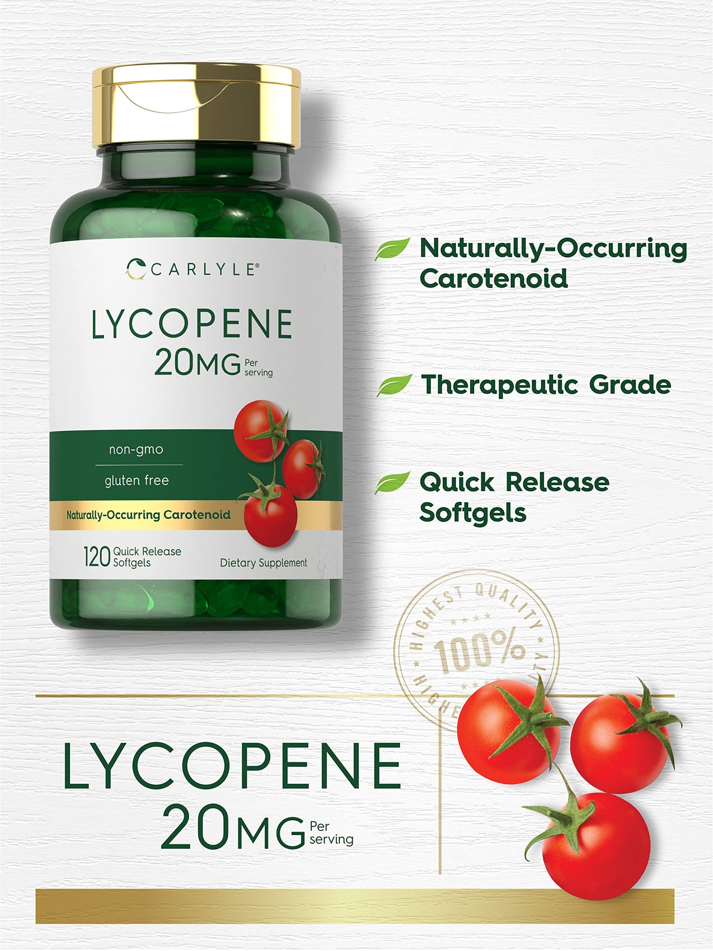 Carlyle Lycopene 20mg Softgels, 120 Count
