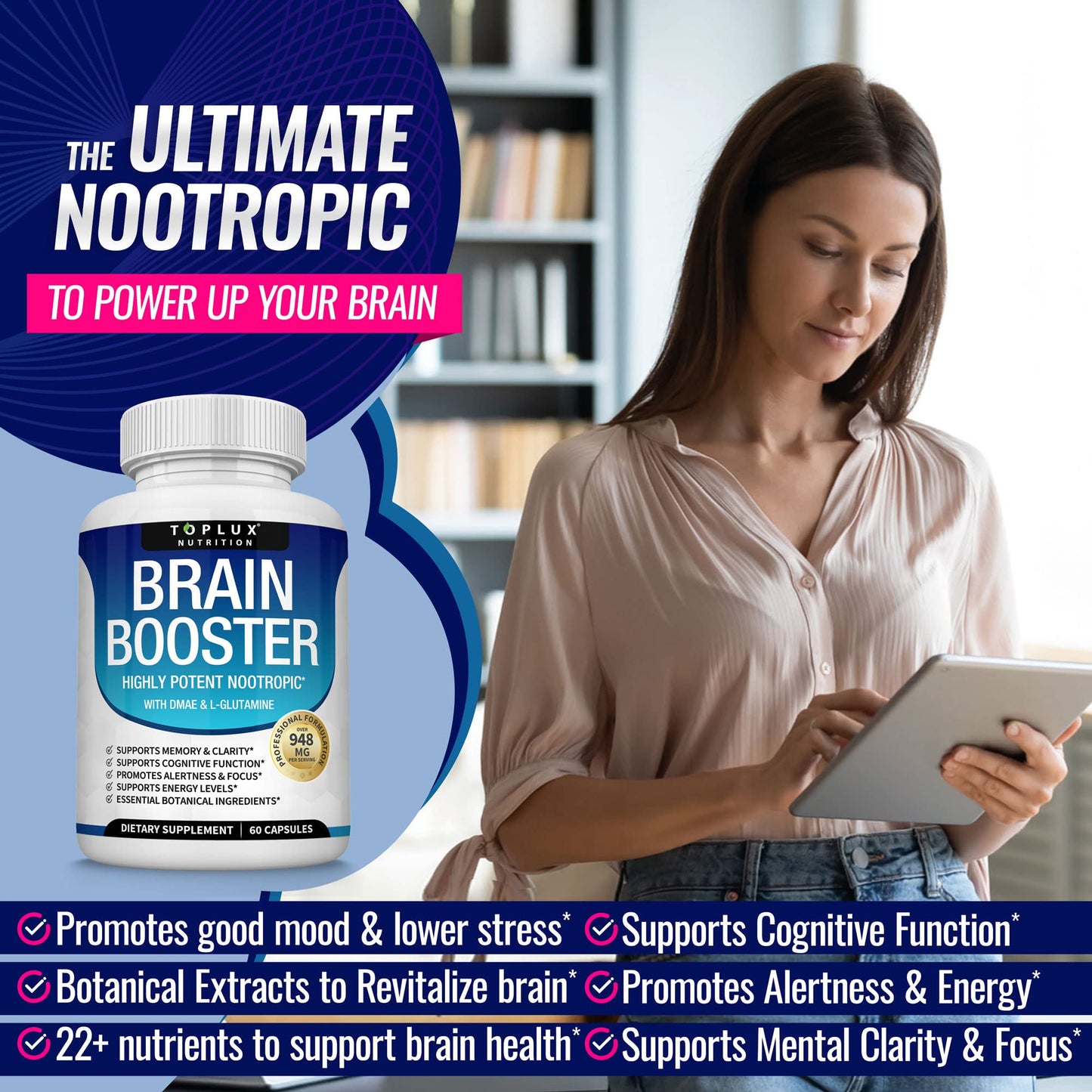 Toplux Brain Supplement Nootropic Capsule 60 Capsules