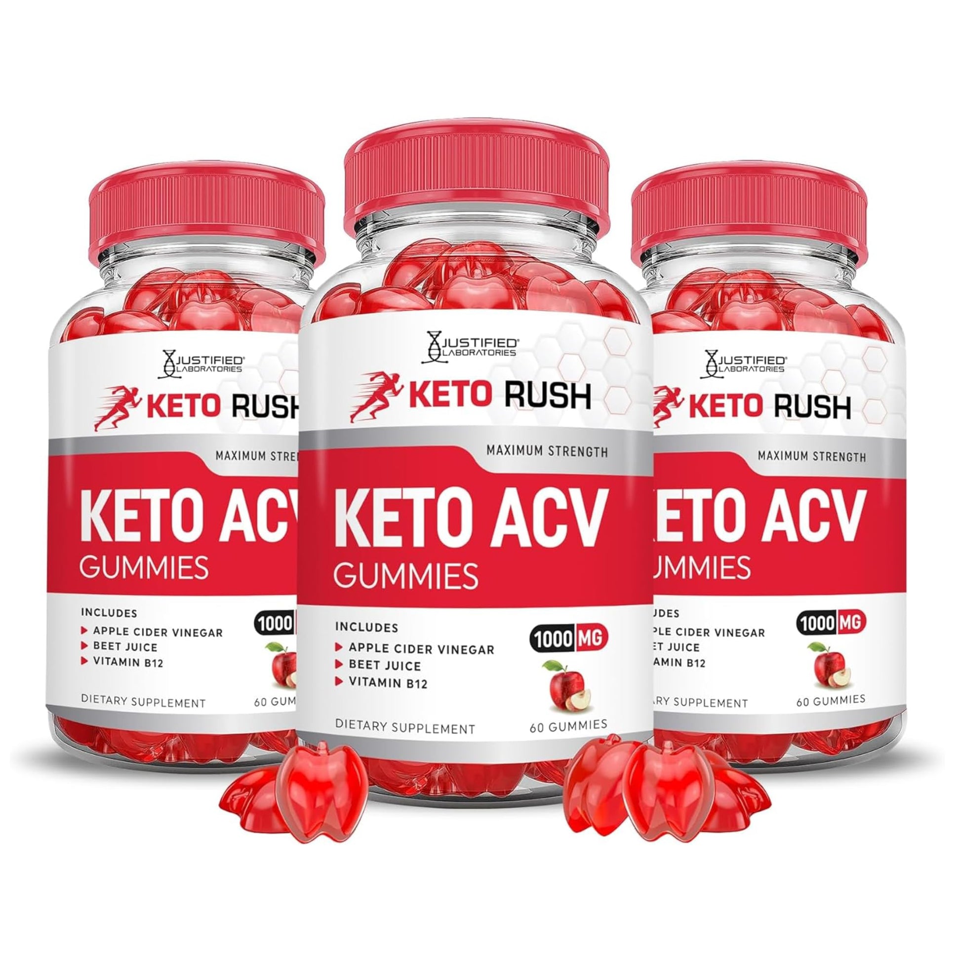 Justified Laboratories Keto Rush Keto ACV Gummies 180 Count