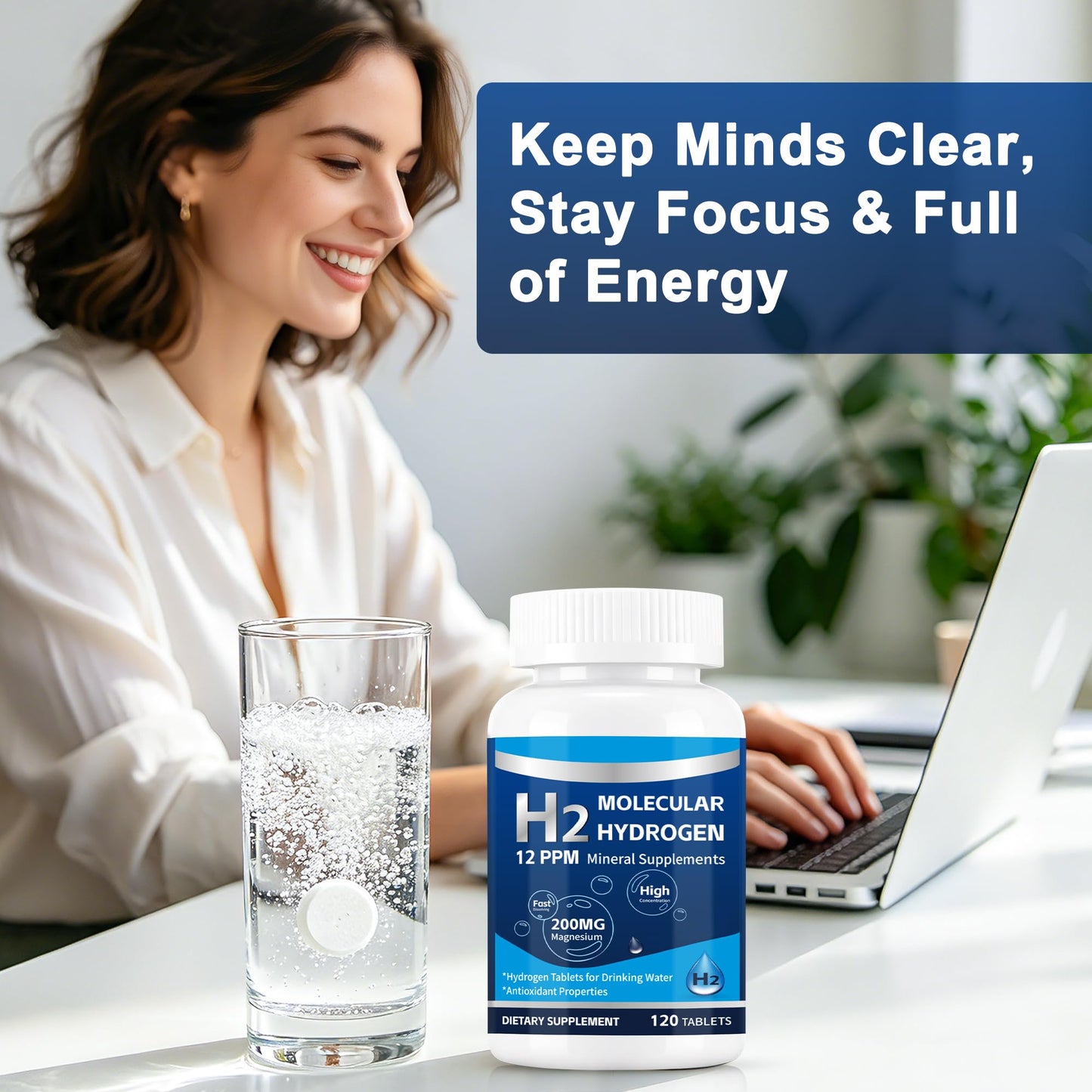 Crobirware Hydrogen Tablets for Drinking Water, 120 Tablets