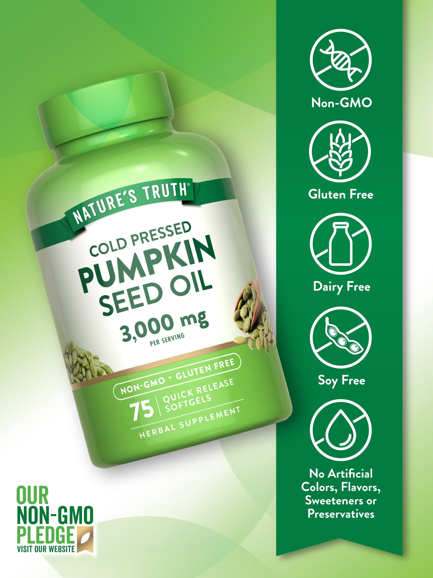 Nature's Truth Pumpkin Seed Oil Softgels, 75 Count