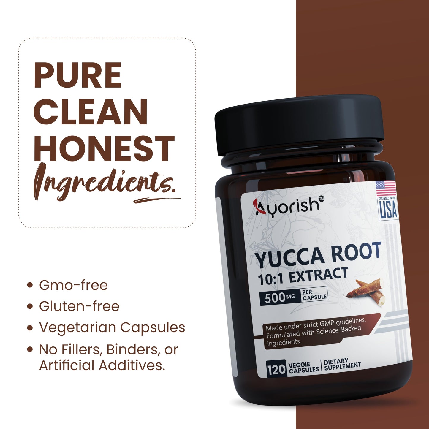 Ayorish Yucca Root Capsules 500mg 120 Count