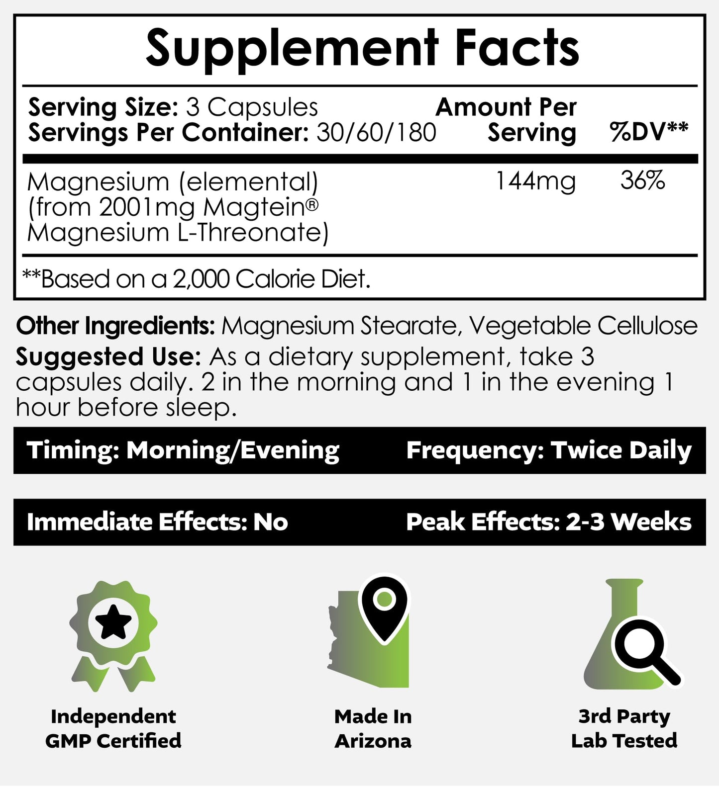 Nootropics Depot Magtein Magnesium L-Threonate Capsules, 540 Count