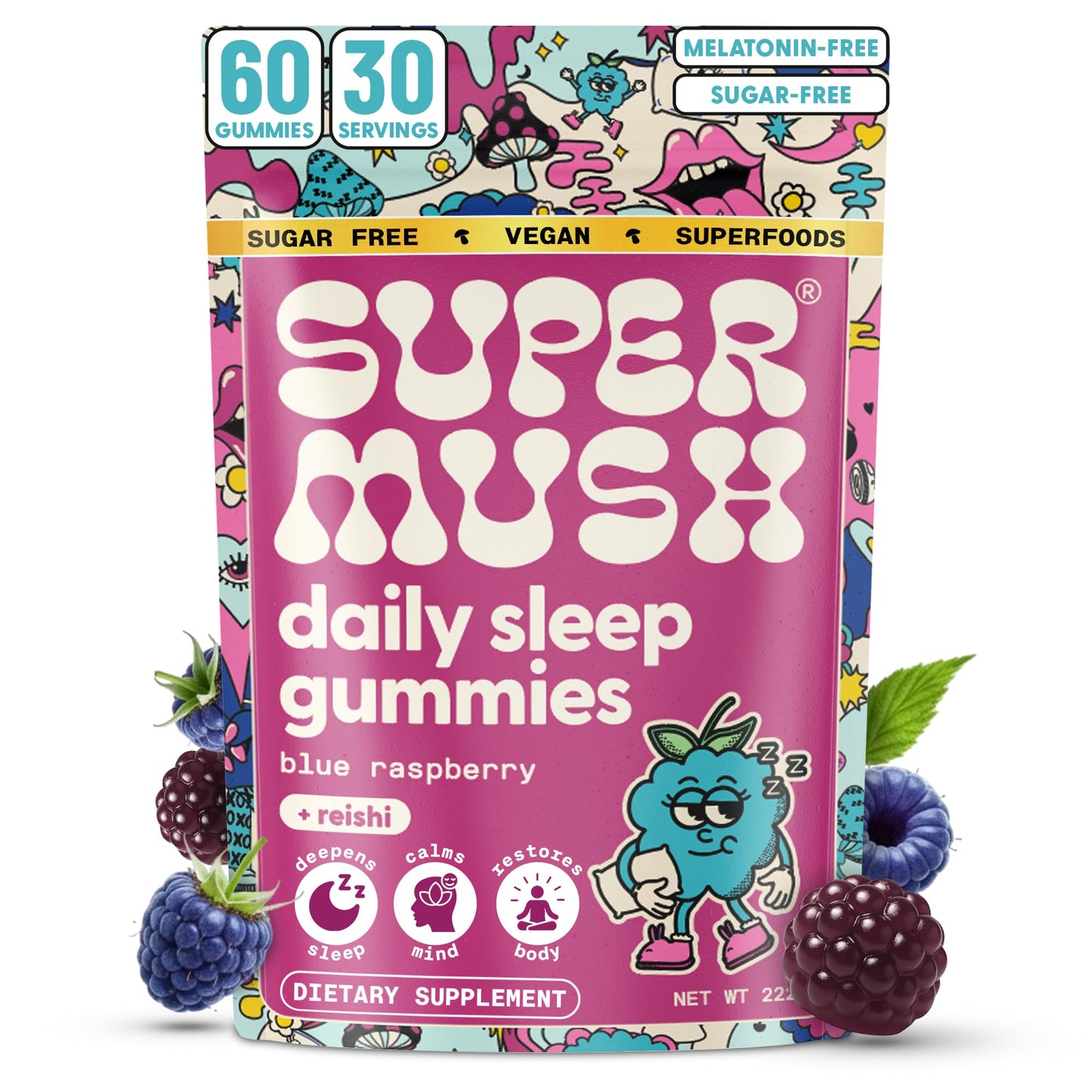 SuperMush Sleep Gummies for Adults 60 Gummies