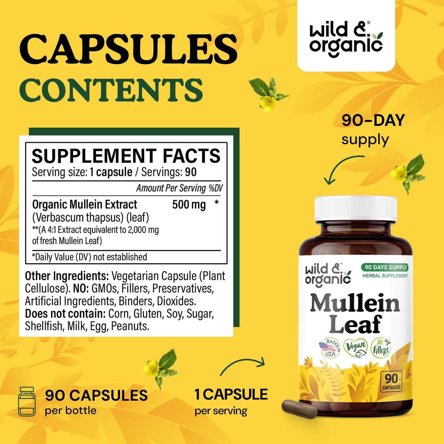 Wild & Organic Mullein Leaf Extract Capsules 90 Capsules