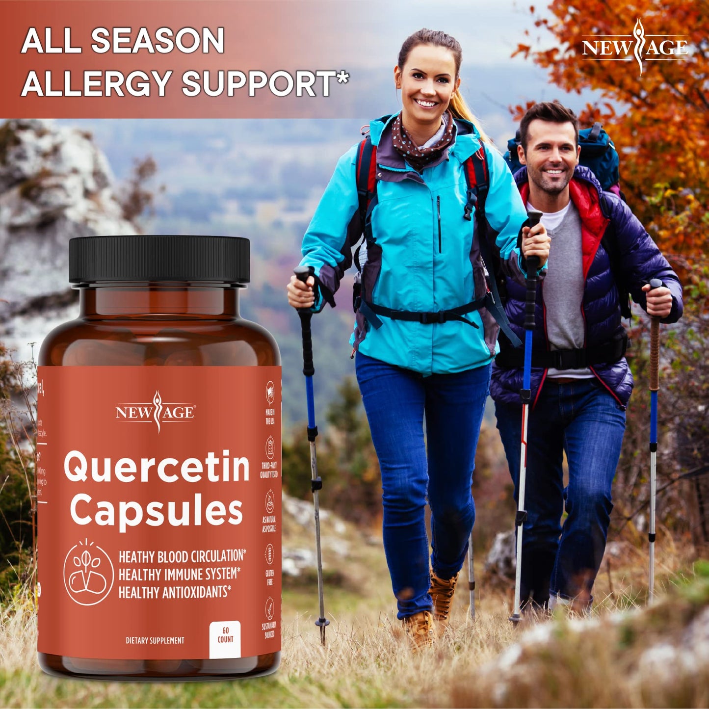 NEW AGE Quercetin 1000mg Vegetarian Capsules 120 Count