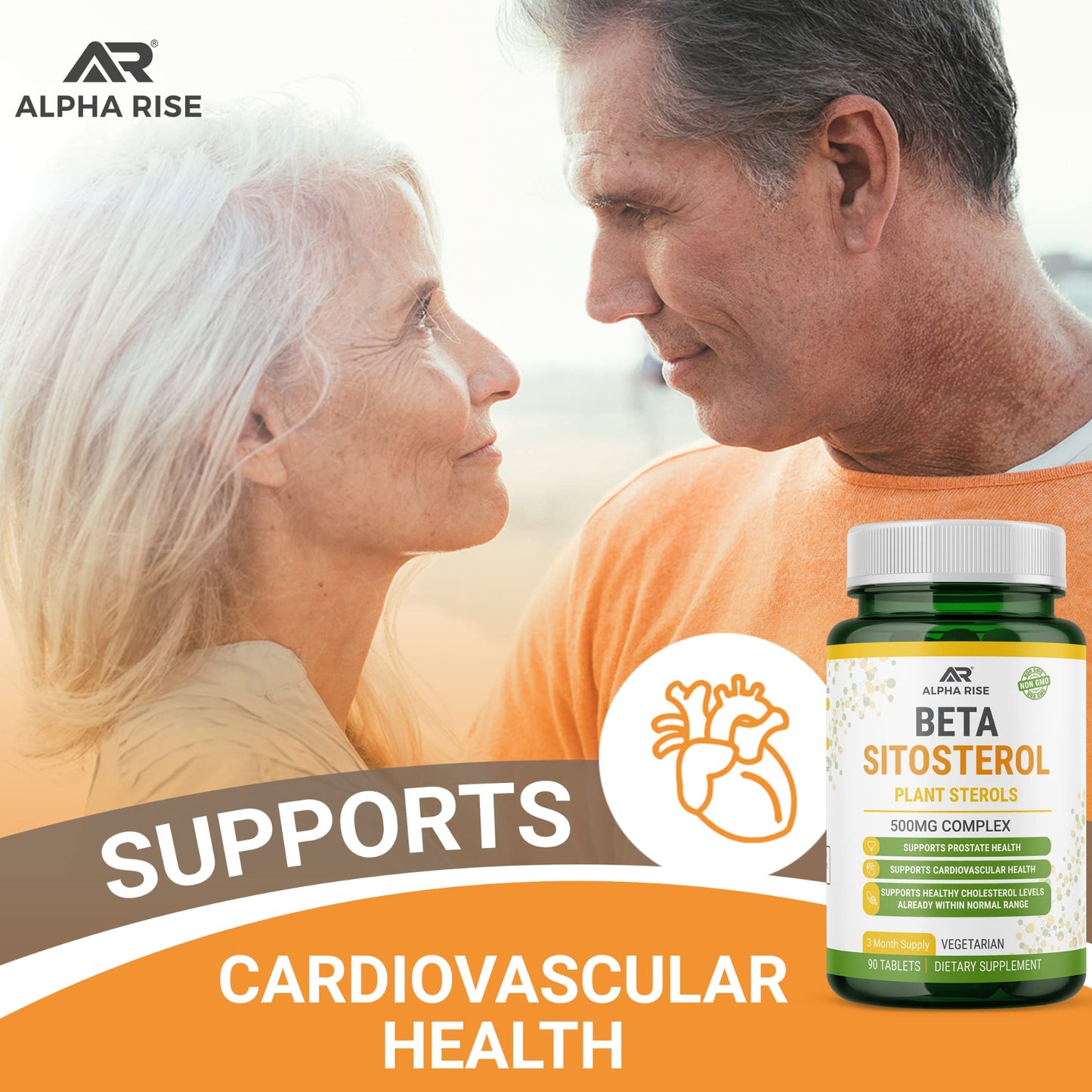 ALPHA RISE Beta Sitosterol 500mg Tablets, 90 Count