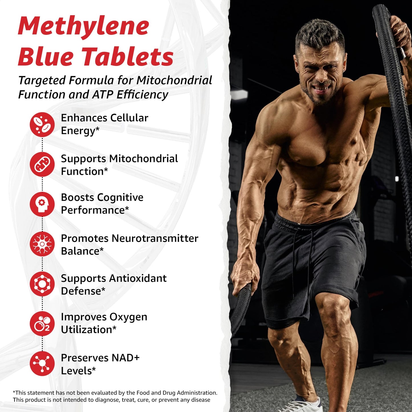 10X Health System Methylene Blue Tablets - Methylene Blue Supplement with NAC, Niacinamide & Glycine - Supports Cellular Energy, Focus & Cognitive Function, 60 Tablets