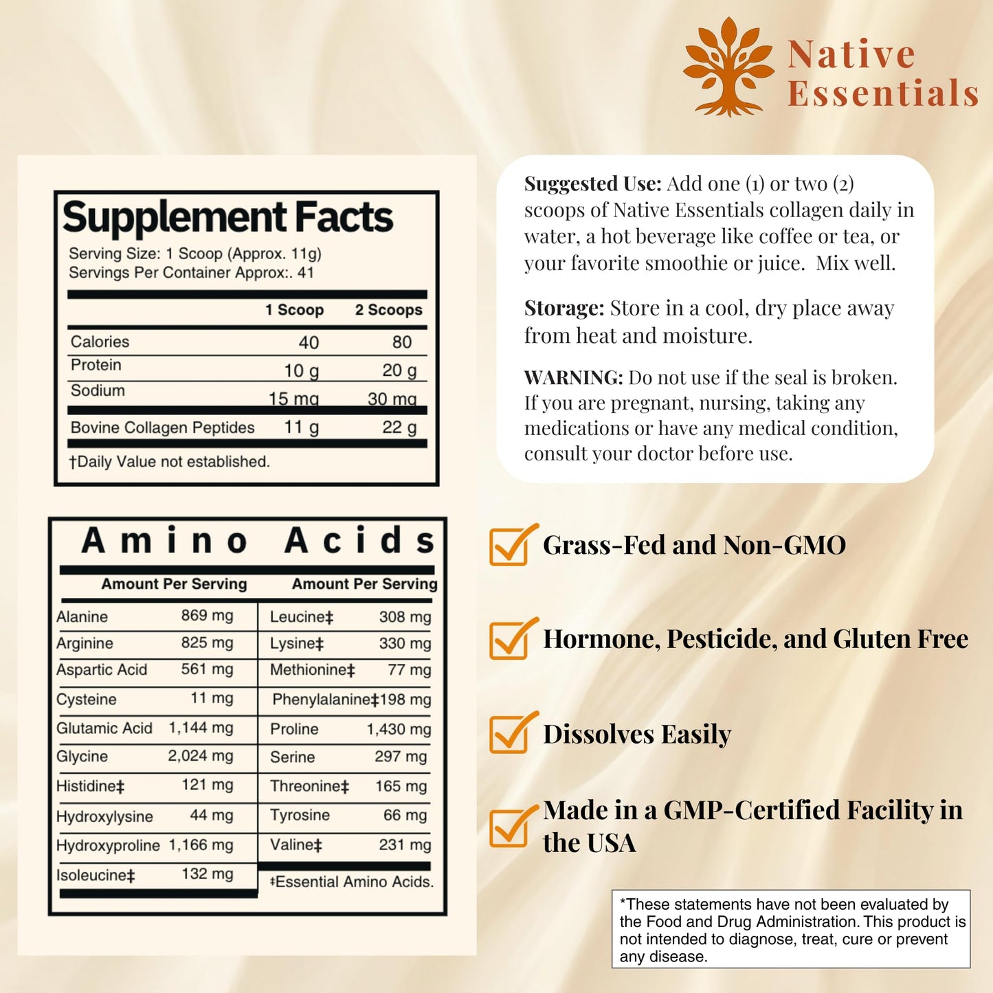 Native Essentials Multi Collagen Peptides Powder 16 oz