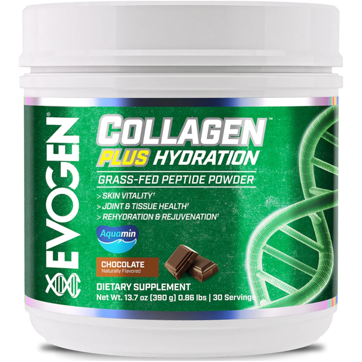 Evogen Collagen Plus Hydration Powder Grass-Fed Chocolate 12 Ounce