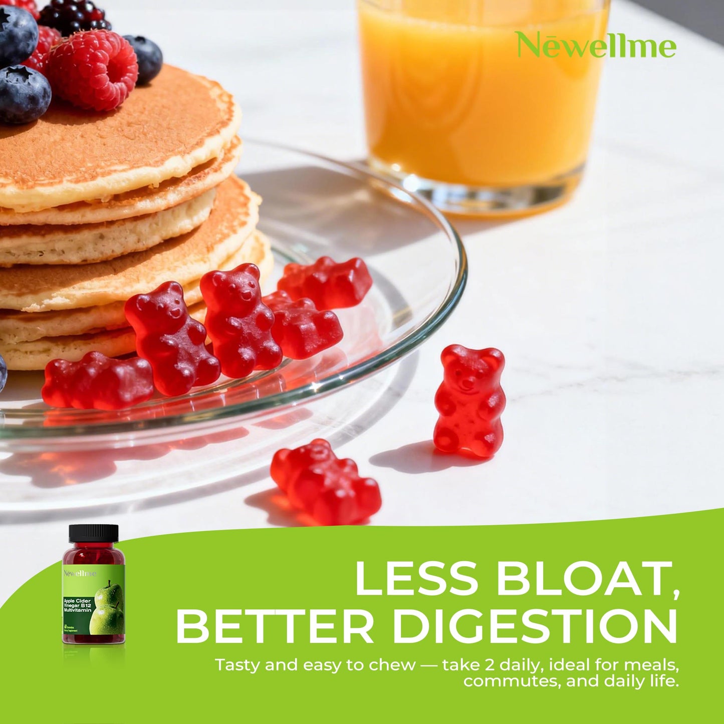 NEWELLME ACV Gummies with the Mother & B12, 60 Count