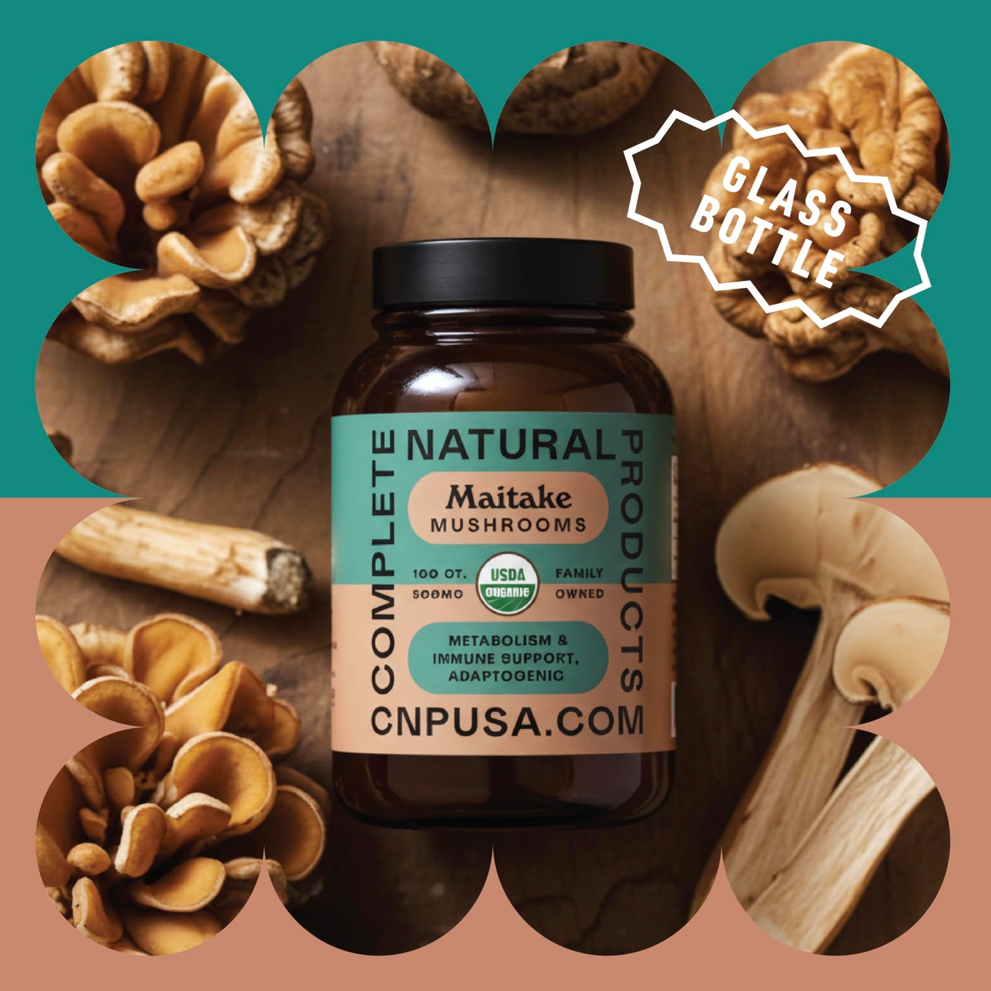 Complete Natural Products Organic Maitake Mushroom Capsules 100 Count