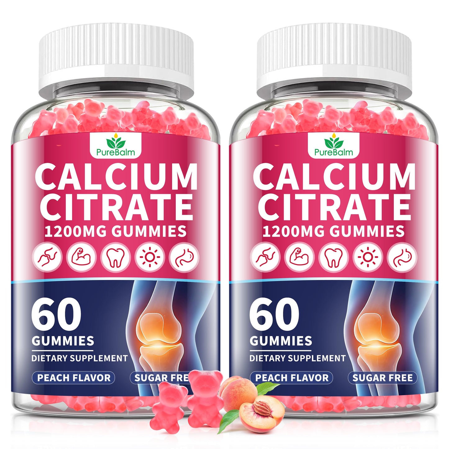 PureBalm Calcium Citrate 1200mg Gummies, 120 Count