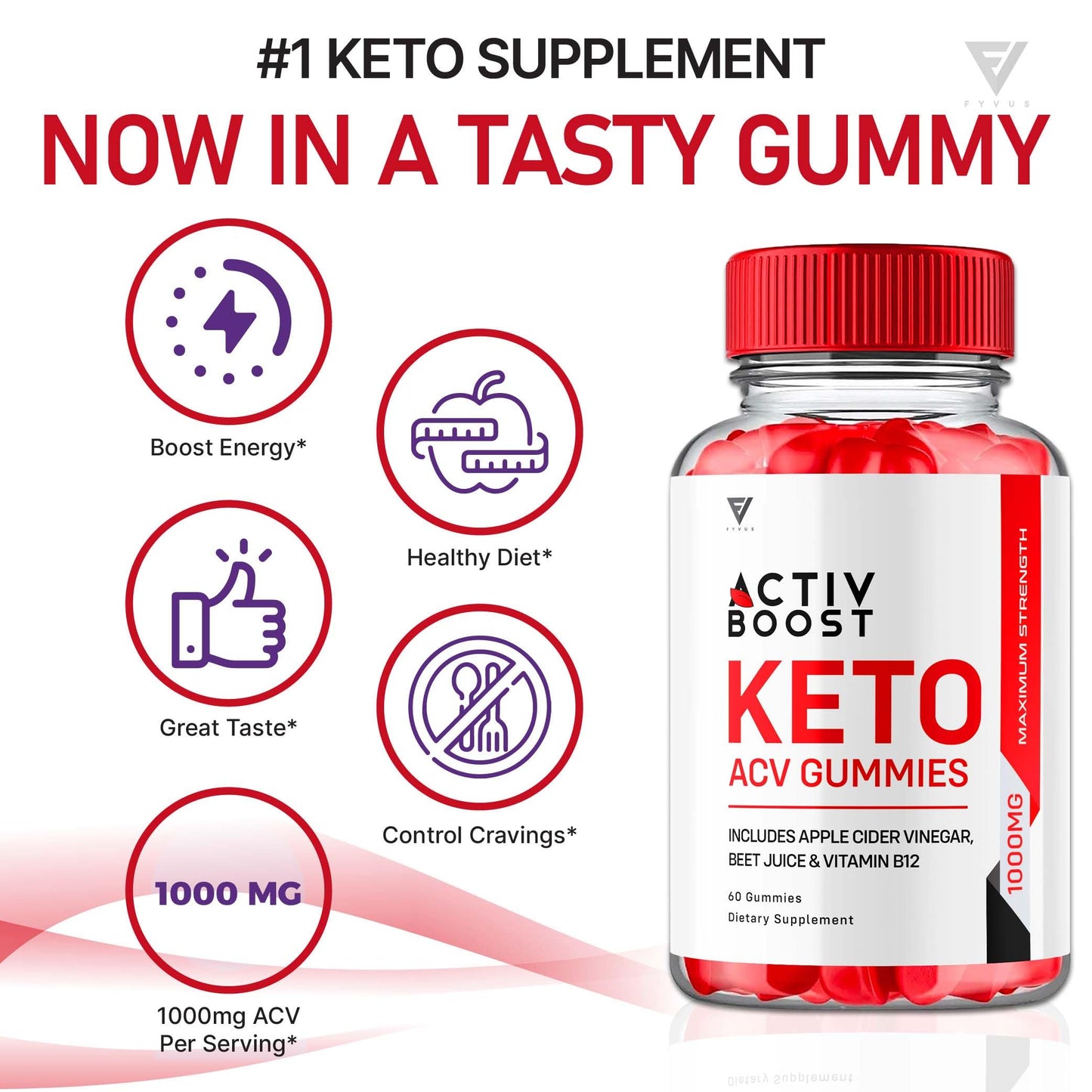 Fyvus Activ Boost Keto ACV Gummies 120 Gummies