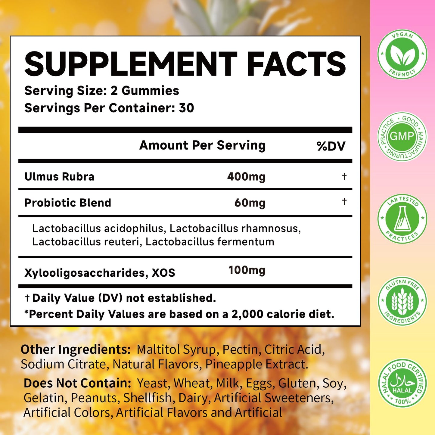 MOORGUMY Women's Probiotic Gummies with Slippery Elm, Prebiotics & Lactobacillus Blend for Gut Health, Women's Wellness, pH Balance & Intimate Support, 60 Gummies