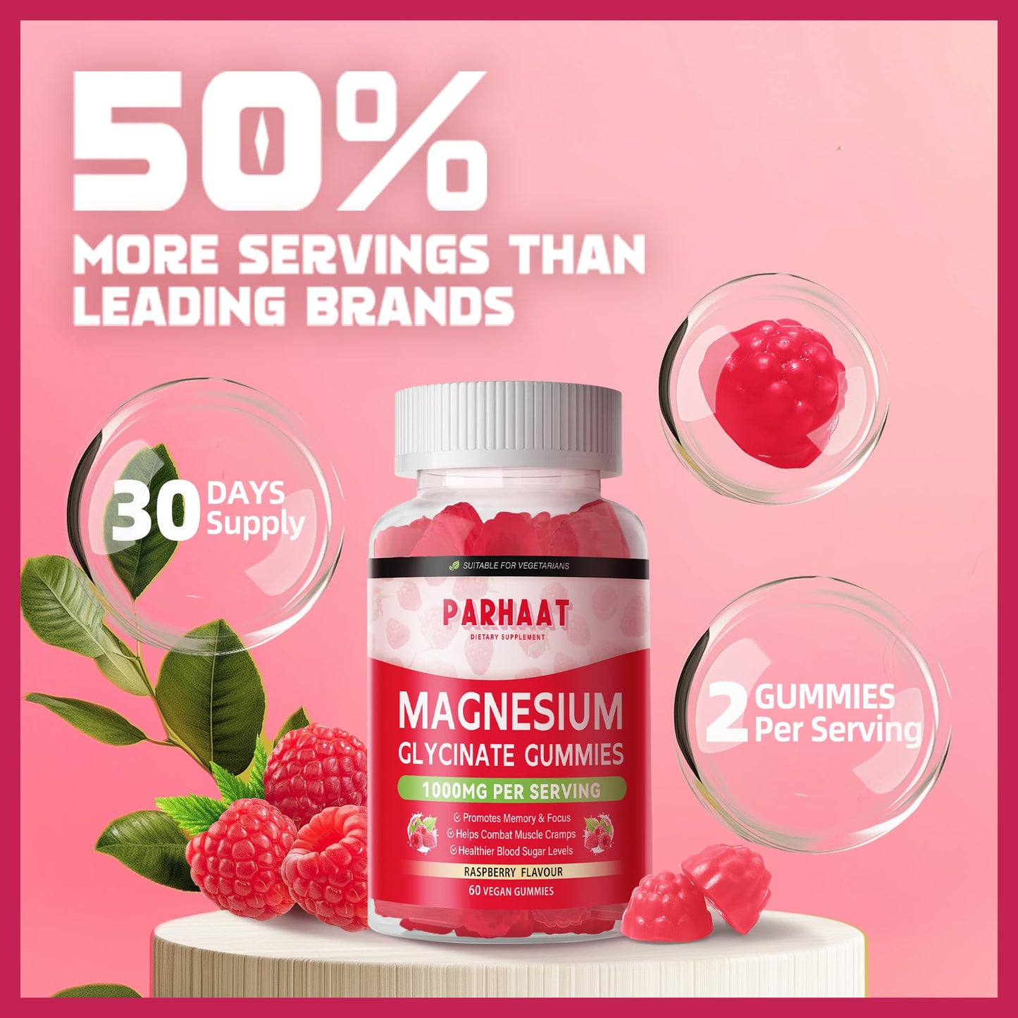 Parhaat Magnesium Glycinate Gummies 60 Gummies