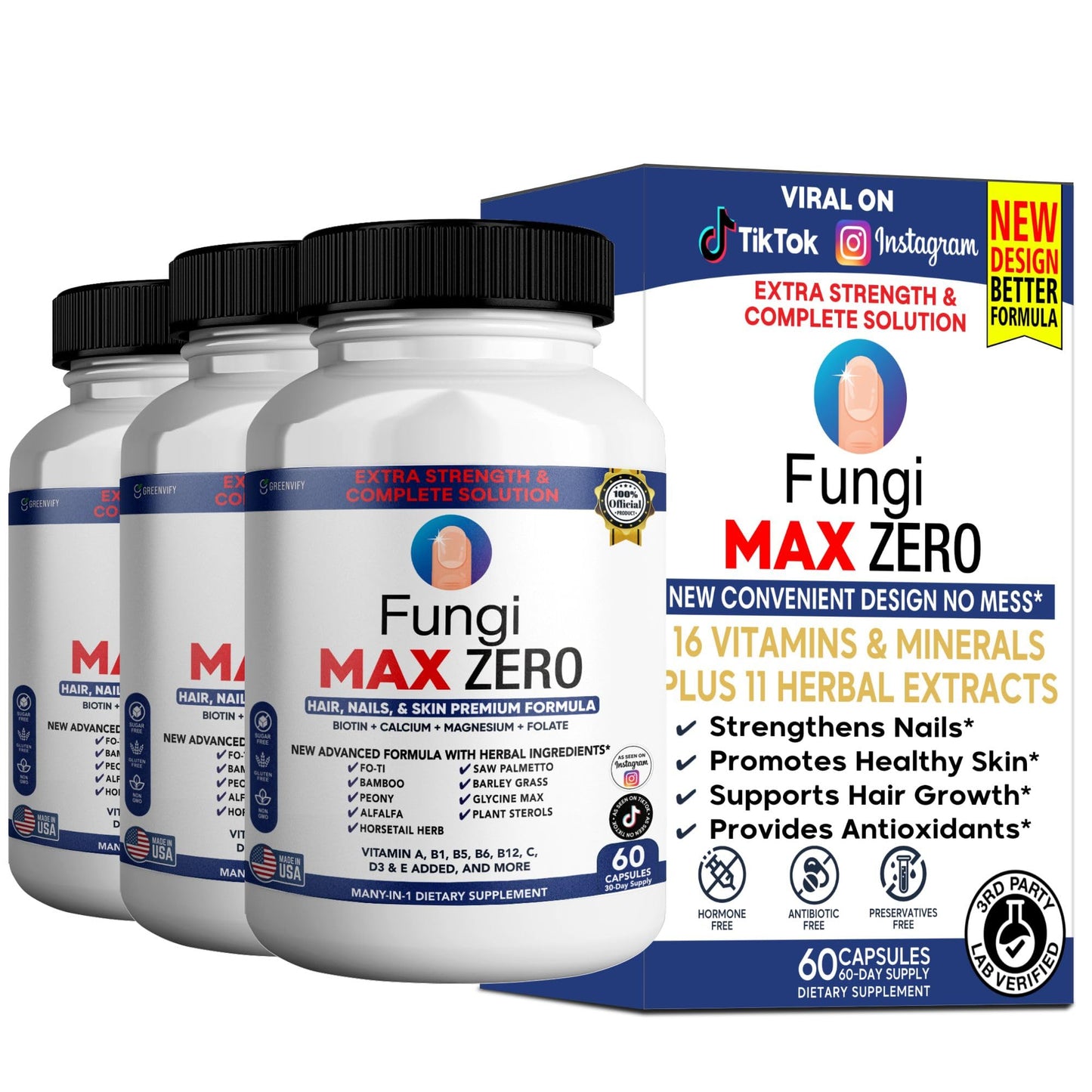 GREENVIFY Fungi Max Zero Hair, Nails & Skin Supplement 60 Capsules