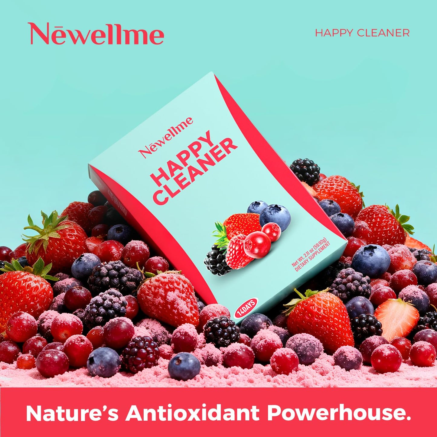 NEWELLME Happy Cleaner Superfood Powder, 14 Packets