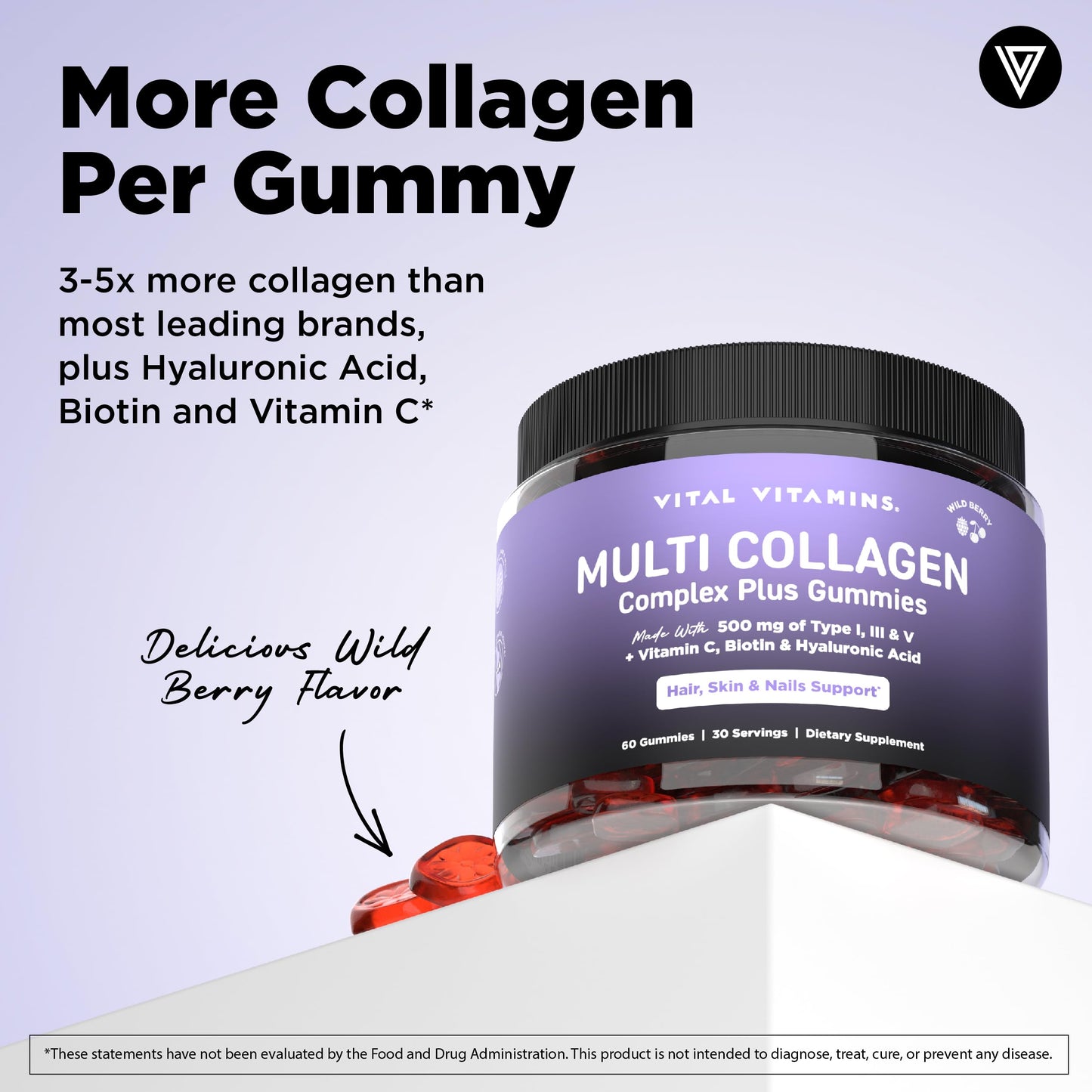 Vital Vitamins Multi Collagen Complex Plus Gummies 60 Count