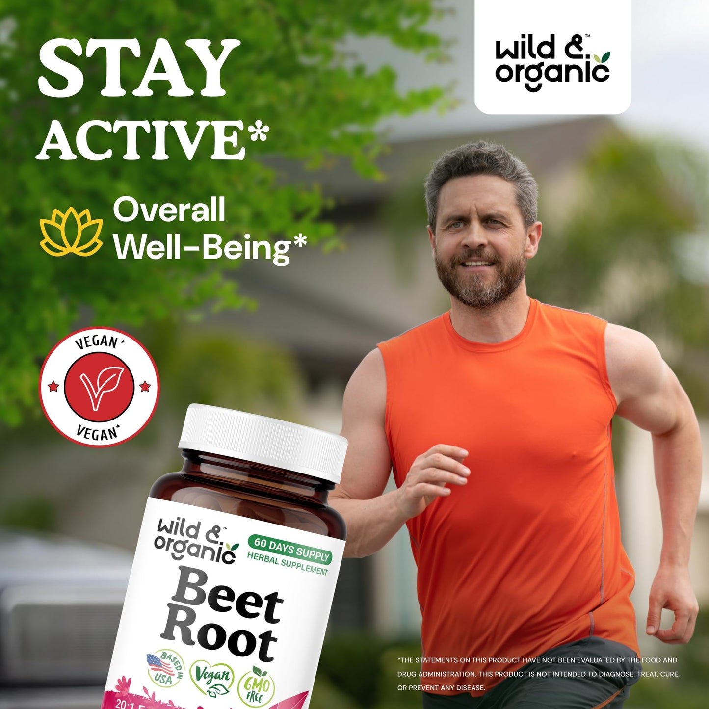 Wild & Organic Beet Root Capsules with Black Pepper Extract - Energy Support, Non-GMO, 60 Count