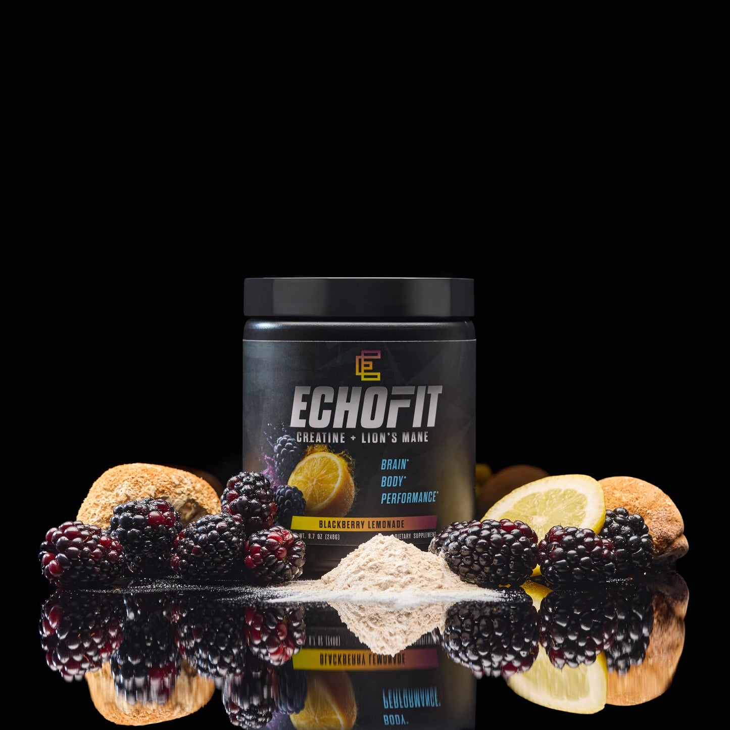 ECHOFIT Creatine Monohydrate + Lion's Mane Supplement Powder, 9.2 Ounce