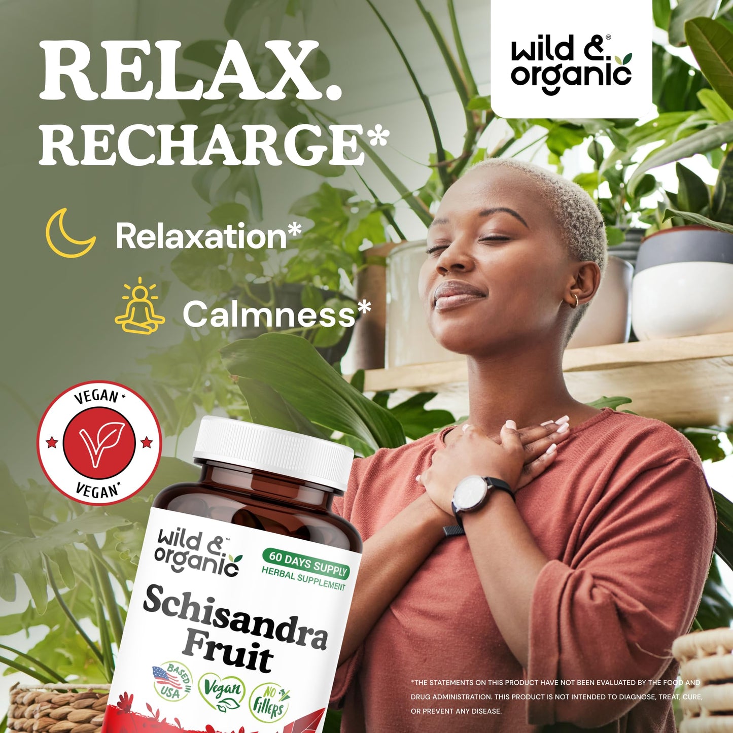 Wild & Organic Schisandra Berry Capsules 1000 mg, 120 Count