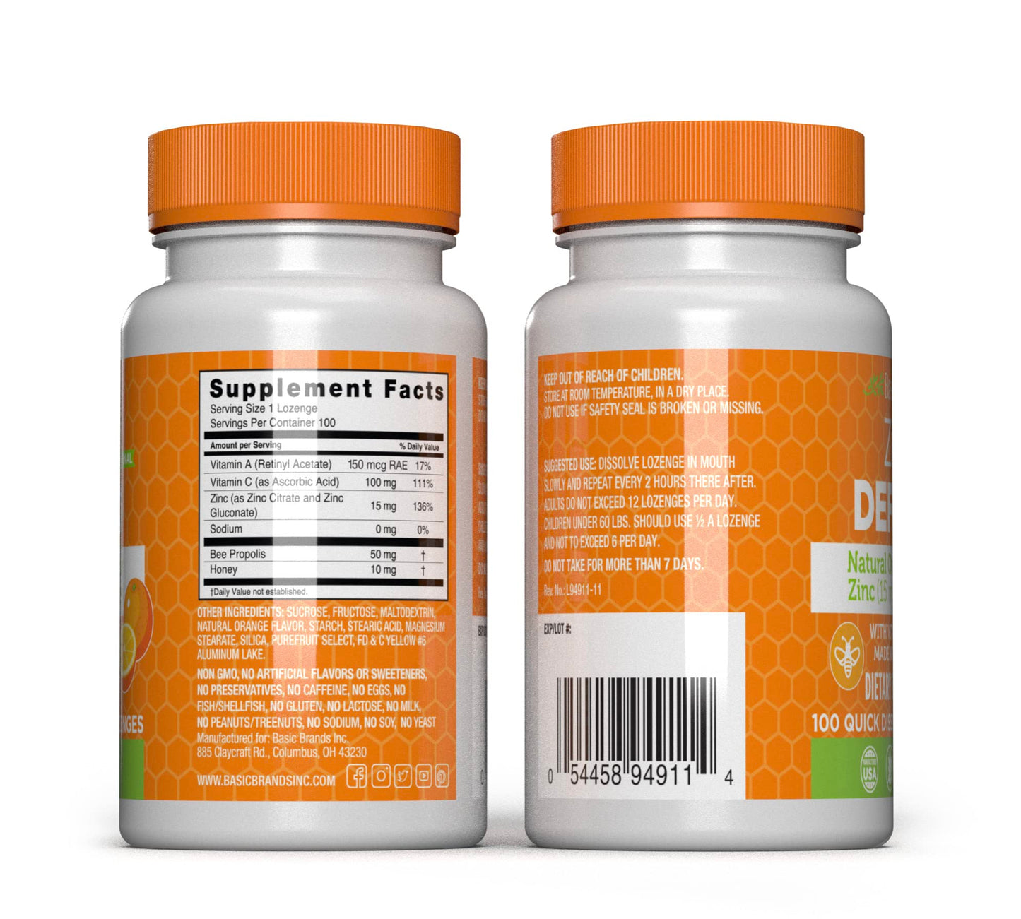 Basic Brands Zinc Orange Defend Tablets 200