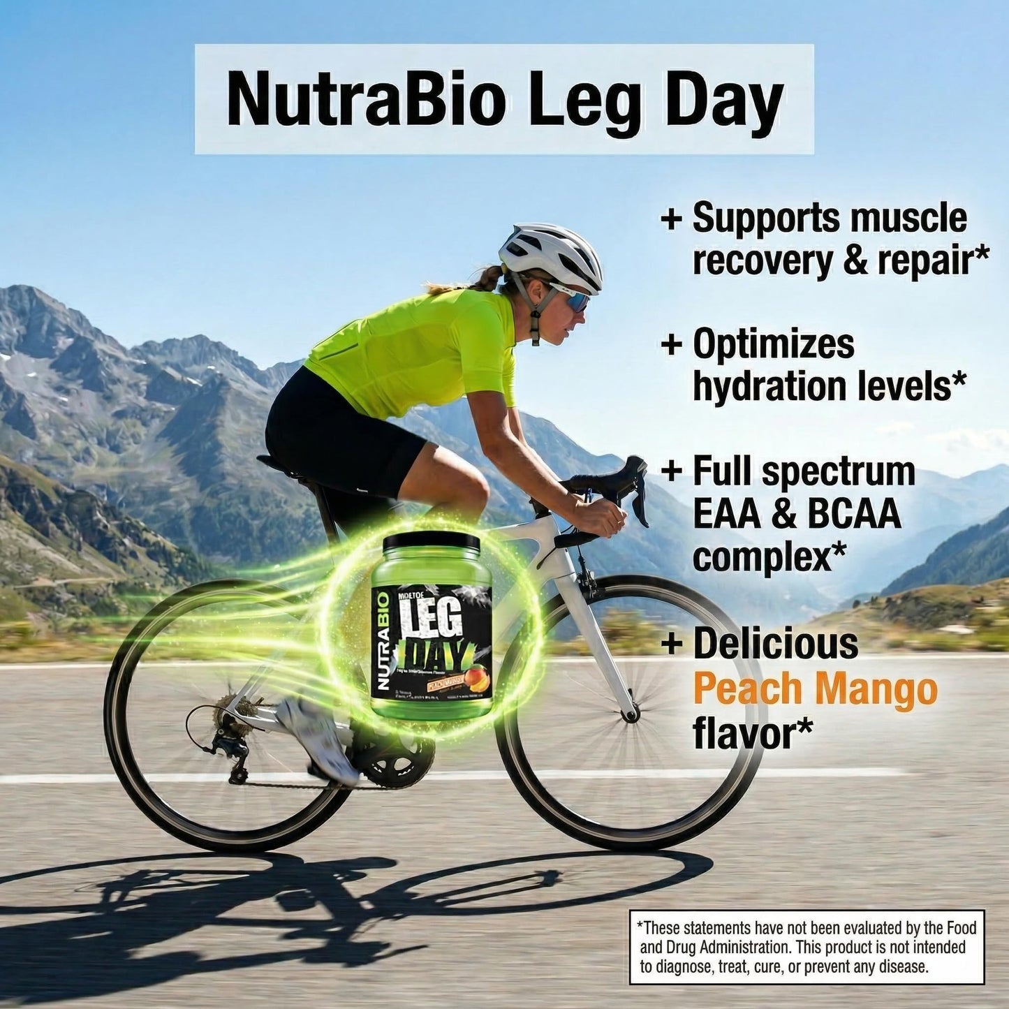 NutraBio Leg Day Intra Workout Powder Peach Mango 32 Servings