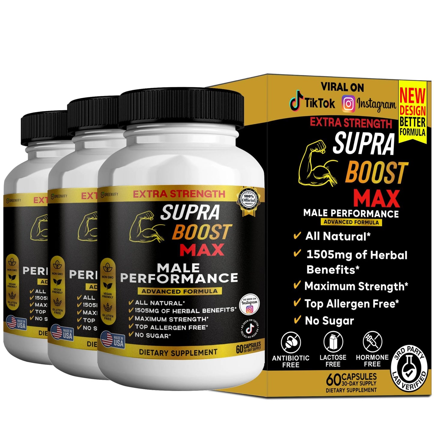 GREENVIFY Supra Boost Max Supplement, 60 Capsules