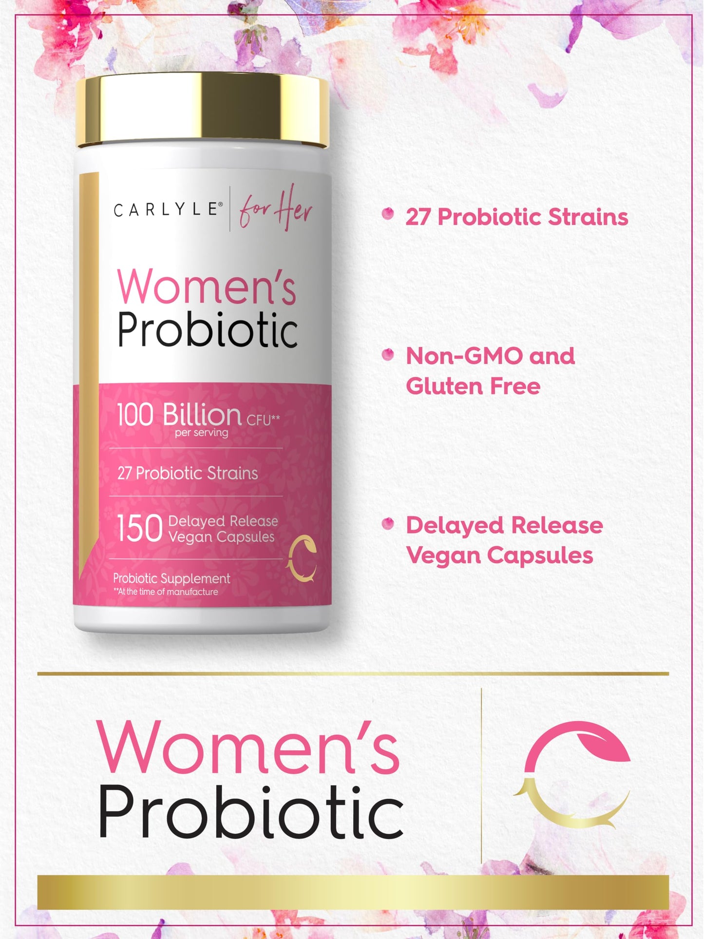 Carlyle Women's Probiotic and Prebiotic Supplement 150 Capsules