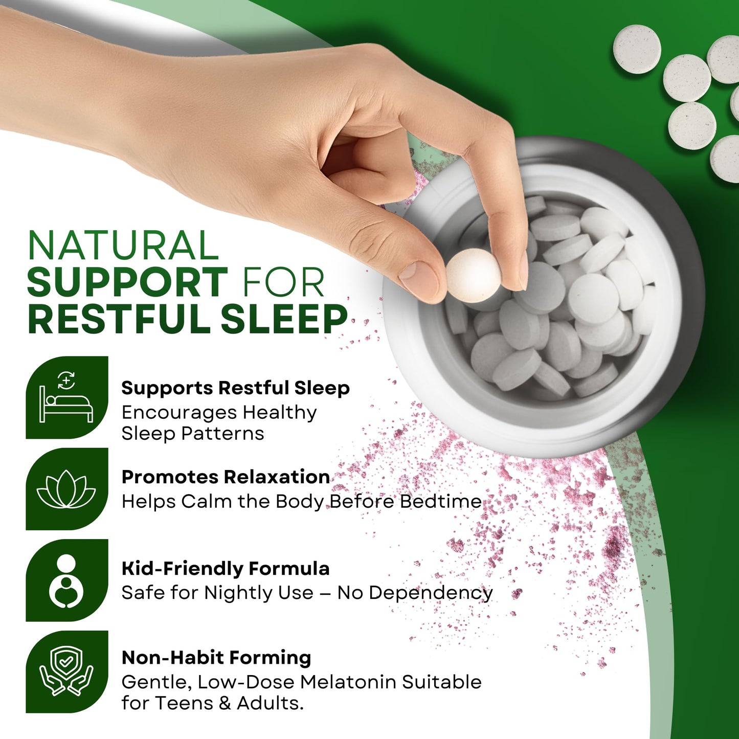 LANDAU 0.3mg-300mcg Melty Melatonin for Kids & Adults Tablet, 100 Tablets