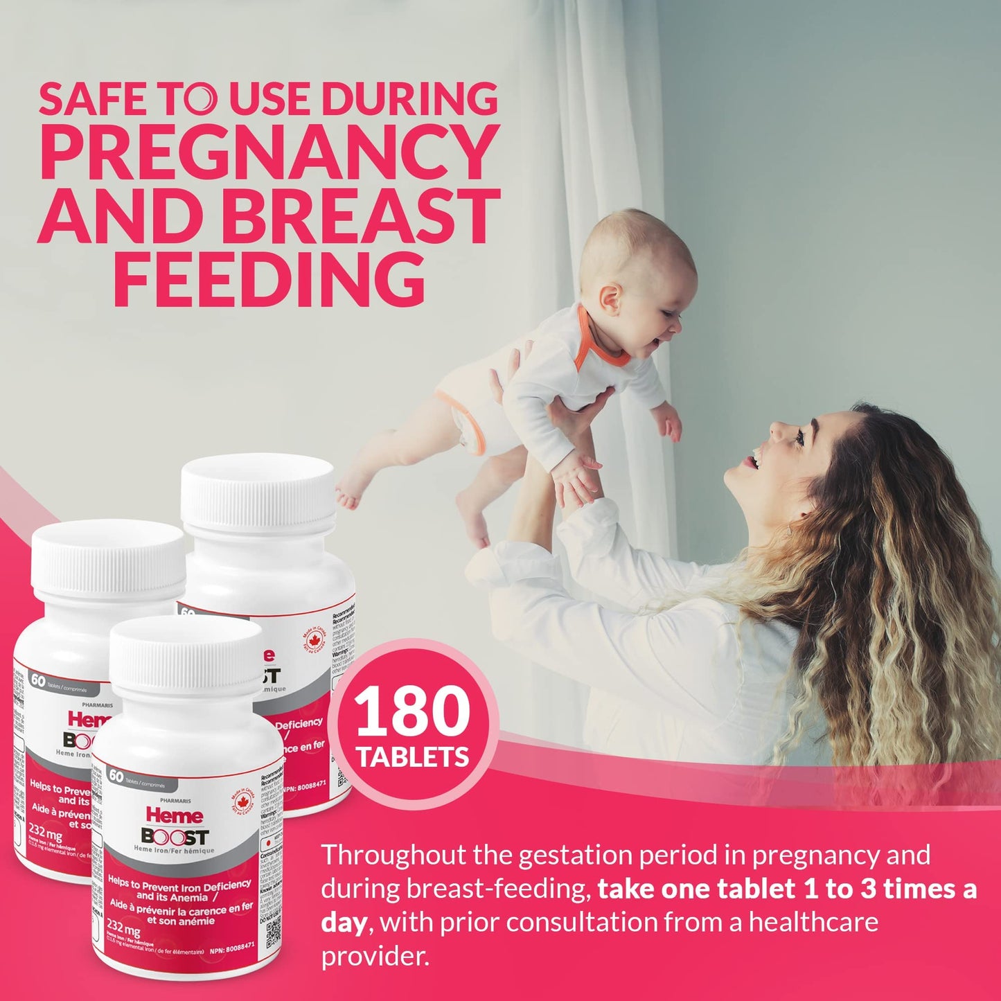 HEME BOOST Hemeboost High Potency Iron Supplement Tablets 180 Count