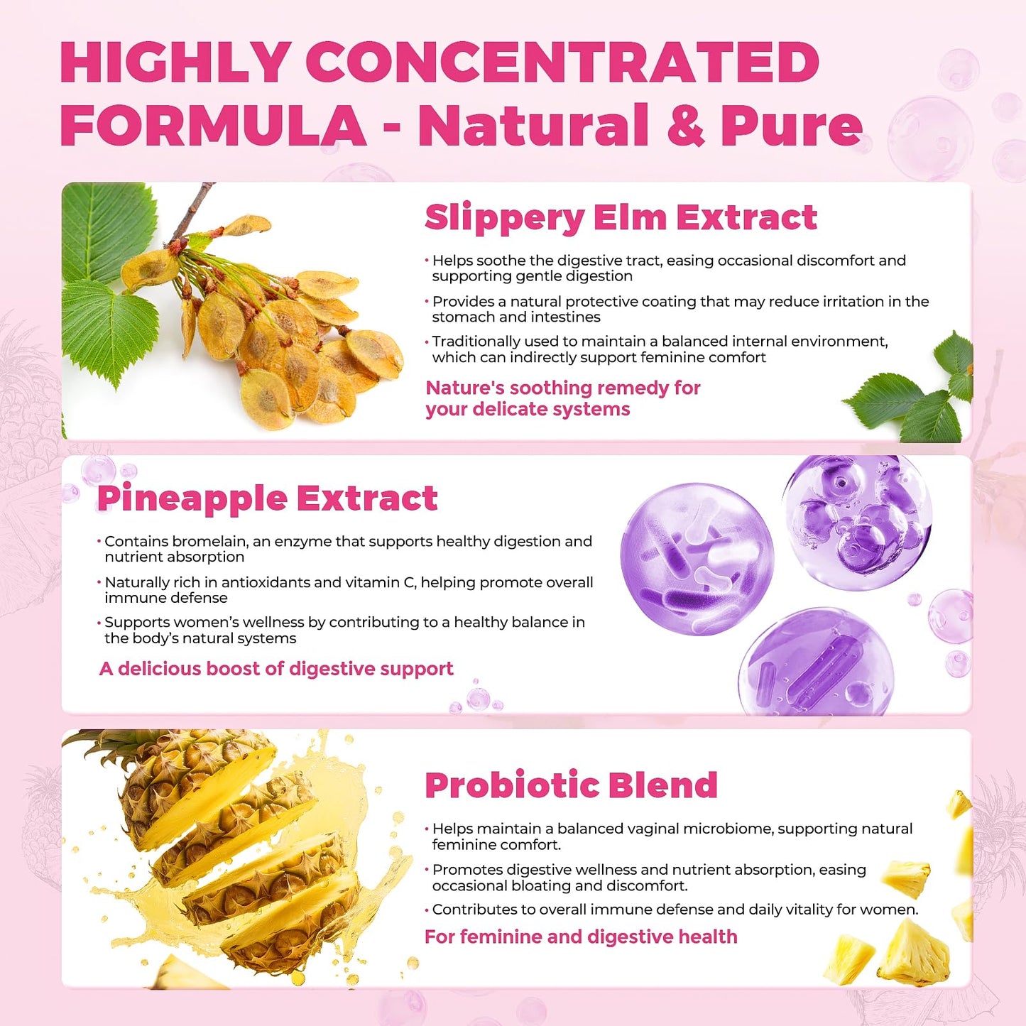 CelestiaCare Probiotics for Women Vaginal Probiotics Gummies for Digestive Health Feminine PH Balance Gut Health Supplements with Slippery Elm & Prebiotics, 60 Gummies