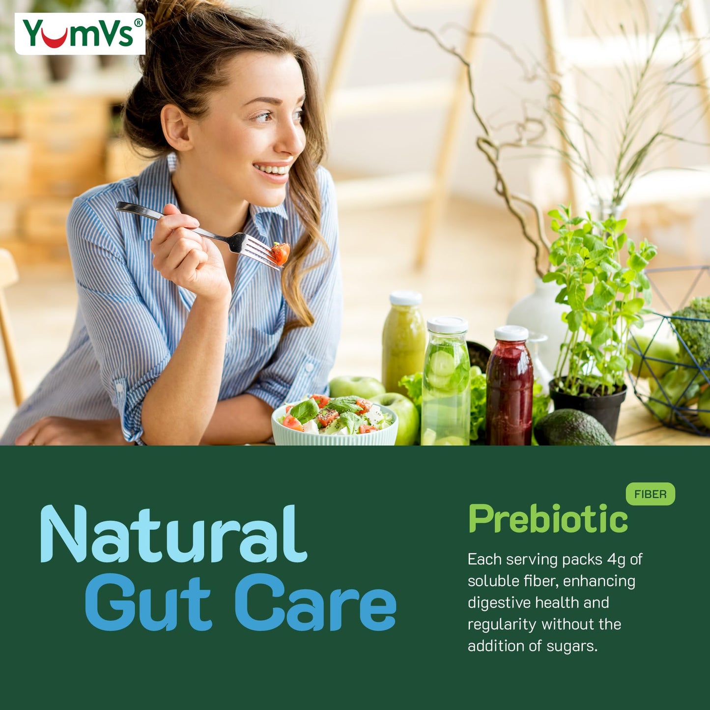 YUM-V'S Sugar Free Prebiotic Fiber Gummies for Adults and Kids Berry Flavor, 120 Gummies