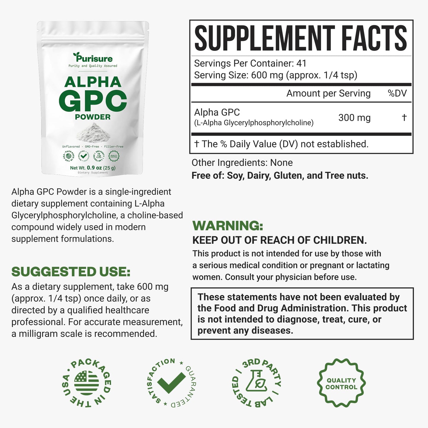 Purisure Alpha GPC Powder 0.88 oz