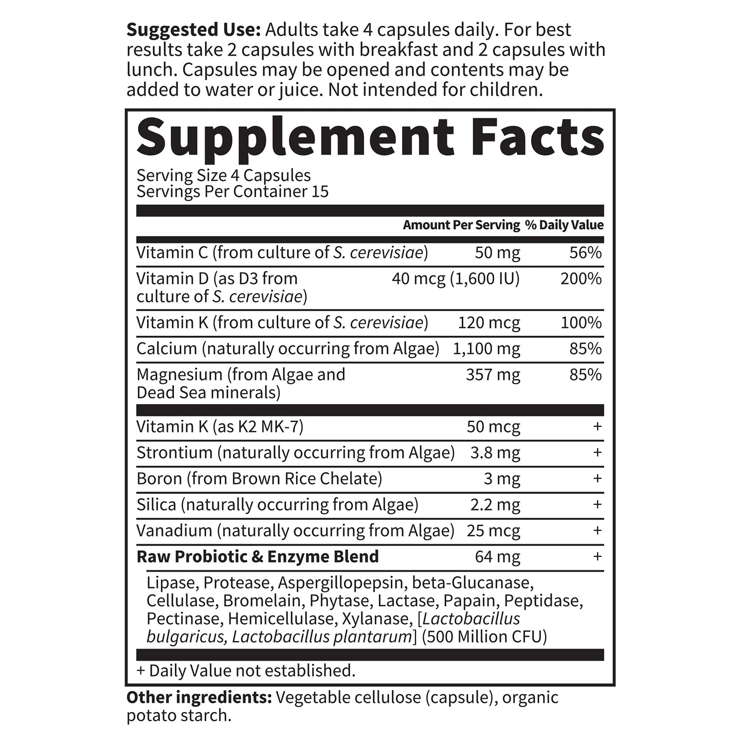 Garden of Life Raw Calcium Supplement for Women and Men - Vitamin Code Made from Whole Foods with Magnesium, K2, Vitamin D3 and Vitamin C Plus Probiotics for Digestion Capsule, 60 Count