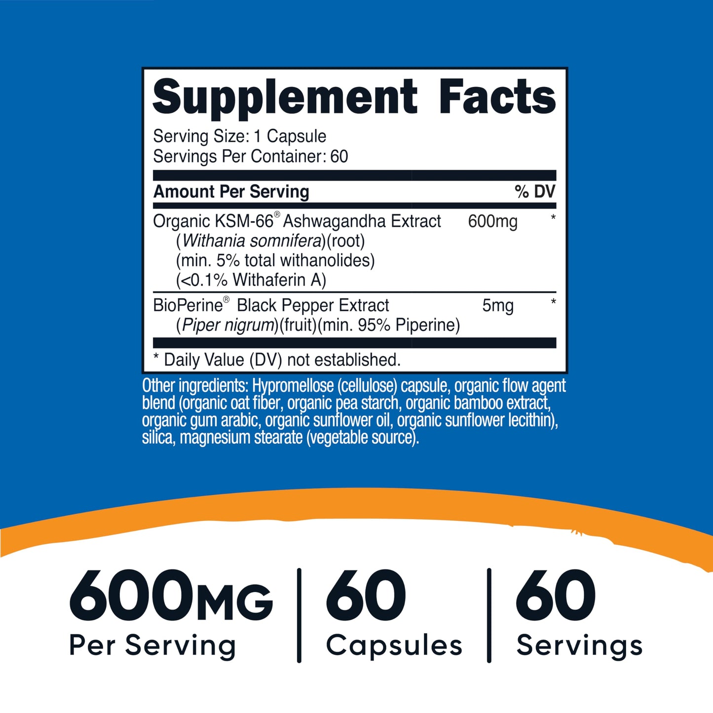 Nutricost KSM-66 Ashwagandha Root Extract (600mg) Capsules 180 Count