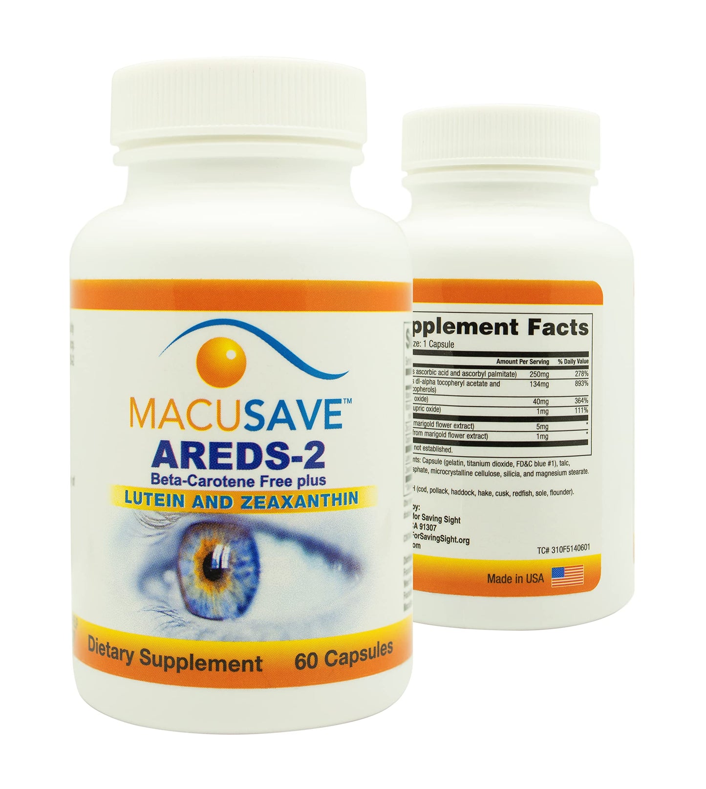 MacuSave-S Complete Eye Vitamins and Minerals Based on AREDS-2 Capsule, 60 Count