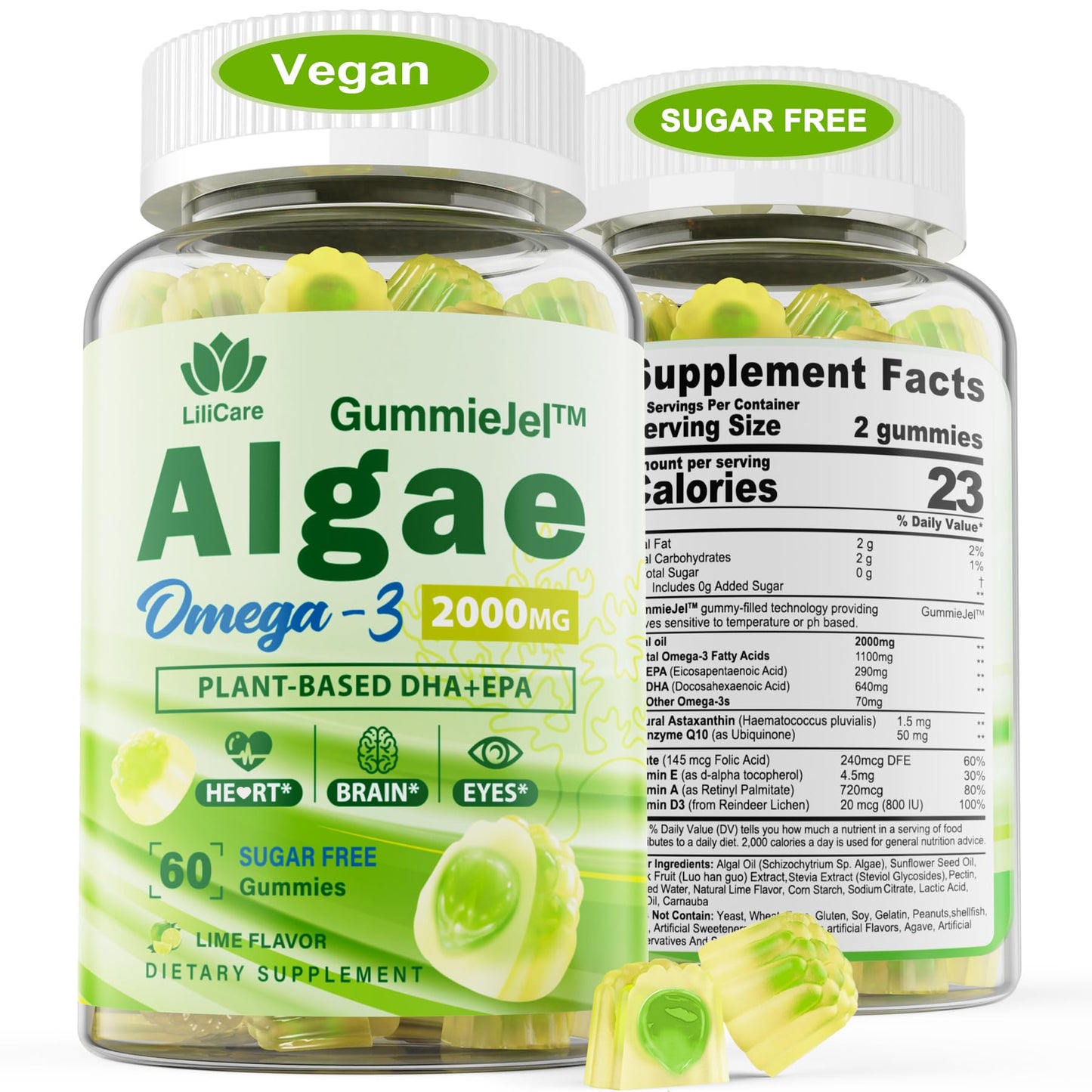 LILICARE Vegan Omega-3 & 5-HTP Gummies, 120 Gummies