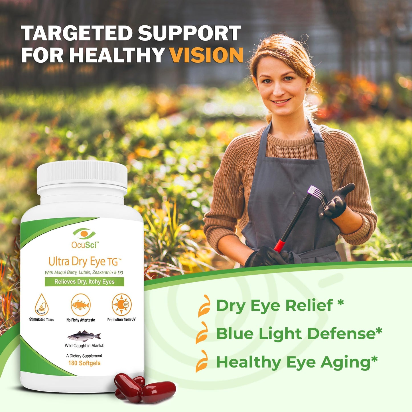 OcuSci Omega-3 Softgels 1700mg Triglyceride Omega-3 + EPA & DHA with Lutein & Zeaxanthin, B12, D3, 180 Softgels