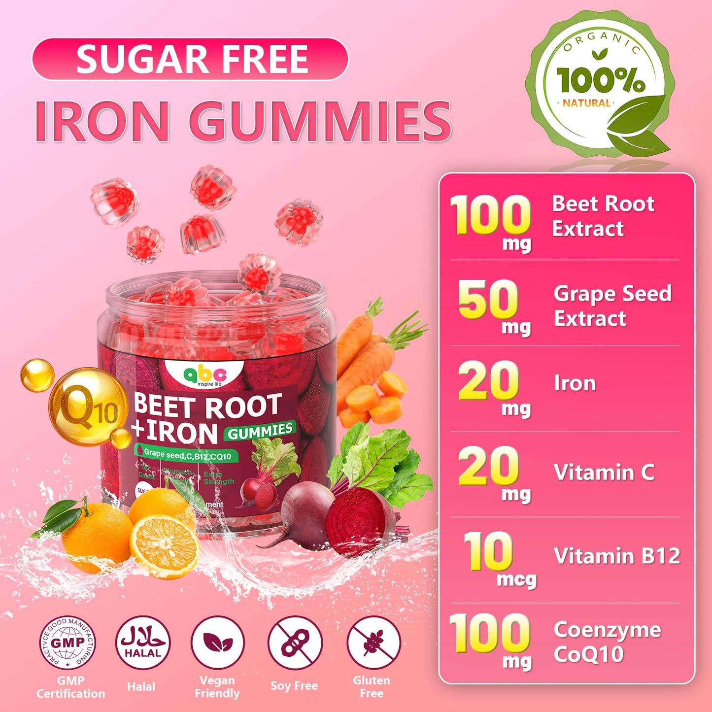 NEWOLITE Beet Root Gummies 100mg Gummy 120 Count