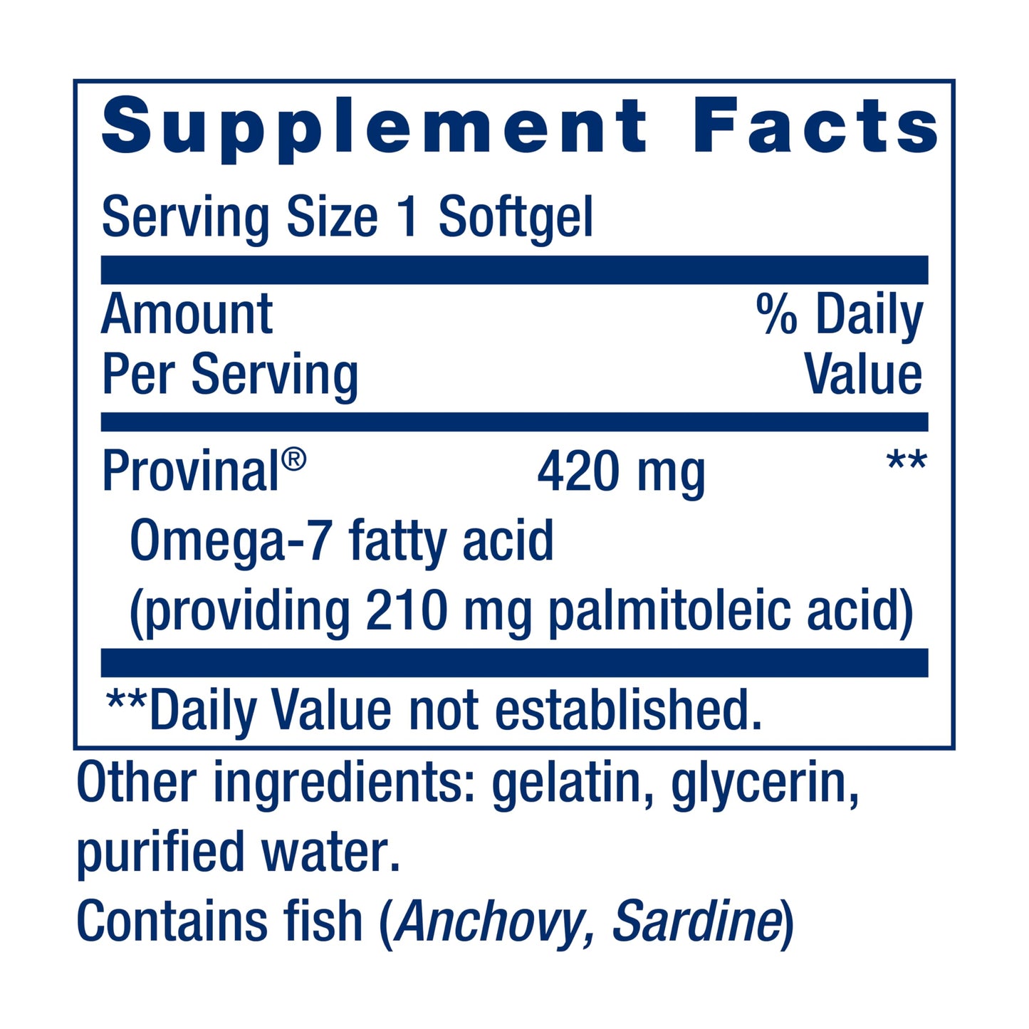 Life Extension Provinal Purified Omega-7, palmitoleic acid derived from Highly Concentrated Marine Oil Softgels, 30 count