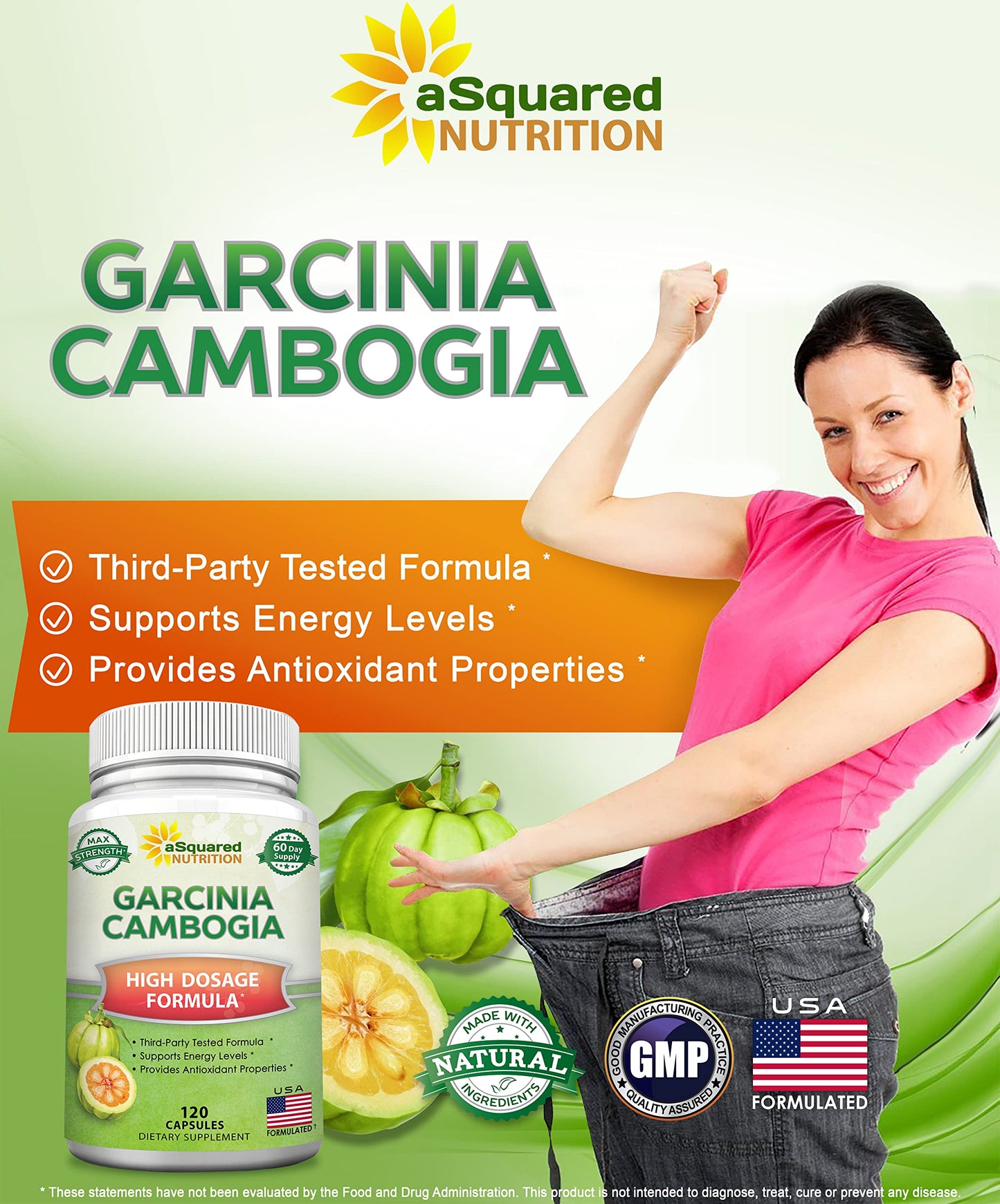 aSquared Nutrition 100% Pure Garcinia Cambogia Extract Capsule 120 Count