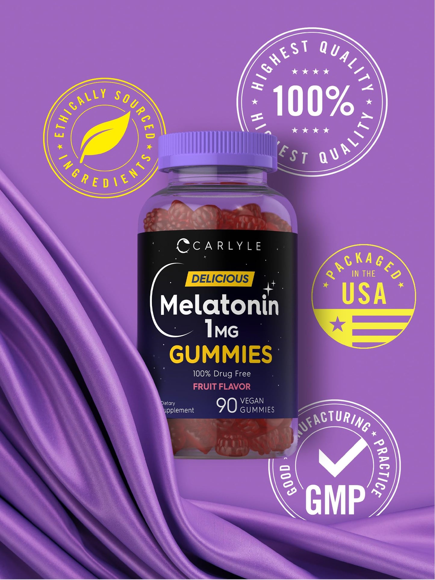 Carlyle Melatonin 1mg Gummies, 90 Count