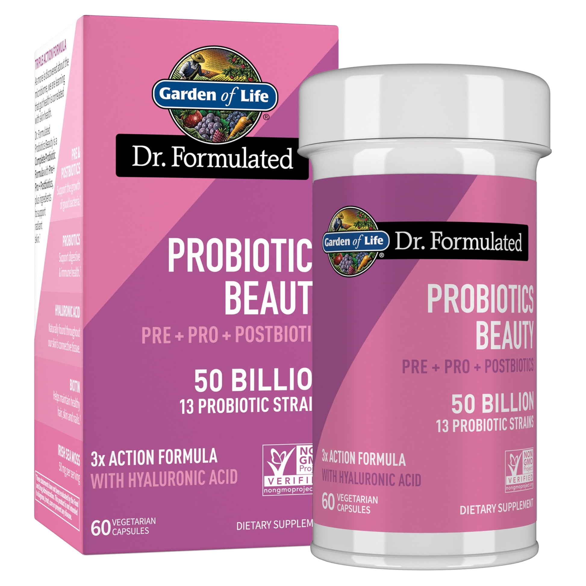 Garden of Life Dr. Formulated Beauty Probiotics with Biotin, 50B CFU, 60 Capsules